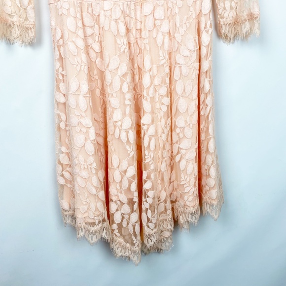 Free People Blush Floral Lace Flounce Dress Small - Picture 4 of 7